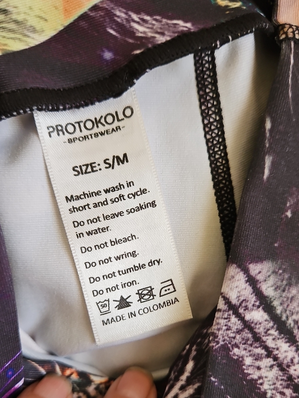 PROTOKOLO Athletic wear Leggings Multicolor Abstract Animal Print Size S/M - Picture 3 of 9